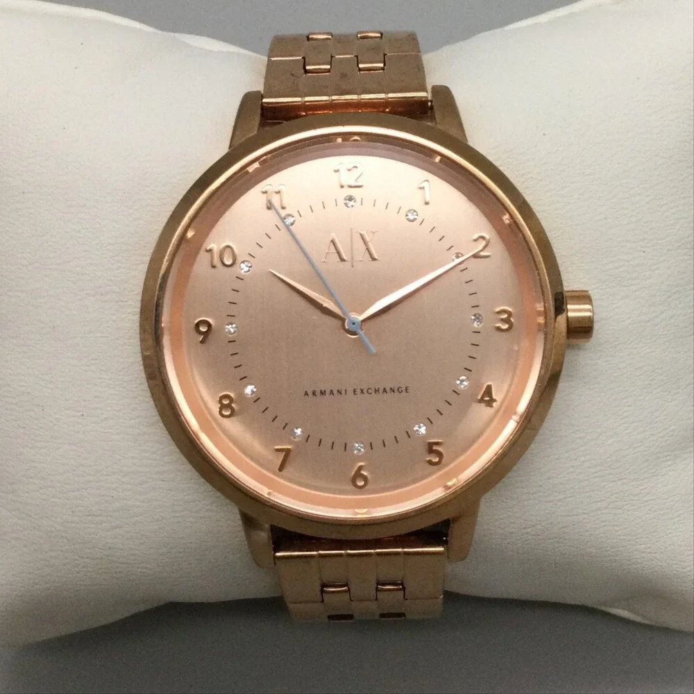 Armani Exchange AX5362 Womens Watch 38mm Rose Gold Tone Bracelet New Battery 6